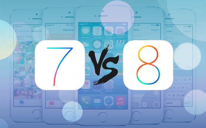 Comparación iOS 8 vs iOS 7
