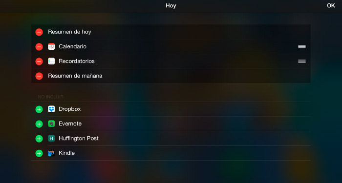 Quitar widgets en iOS 8